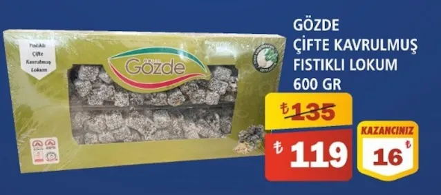 Gözde Çifte Kavrulmuş Fıstıklı Lokum 600 Gr