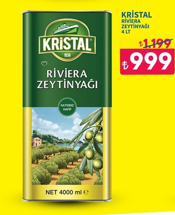 Kristal Riviera Zeytinyağı 4 Lt