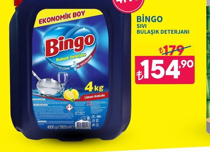 Bingo Sıvı Bulaşık Deterjanı 4Kg