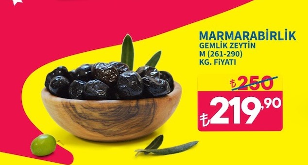 Marmarabirlik Gemlik Zeytin M (261-290) Kg Fiyatı