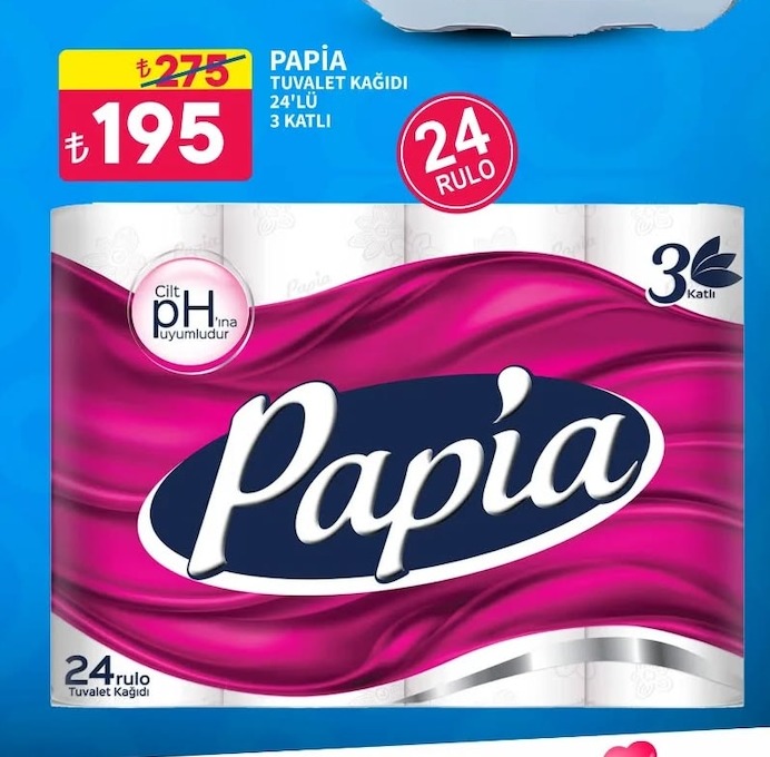Papia Tuvalet Kağıdı 24'Lü 3 Katlı