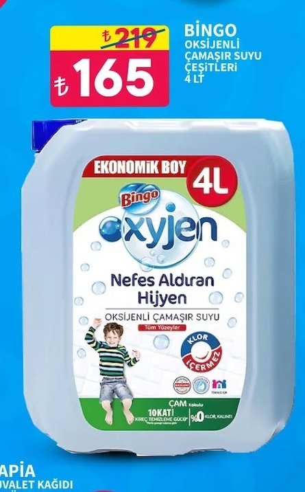 Bingo Oksijenli Çamaşır Suyu Çeşitleri 4 Lt