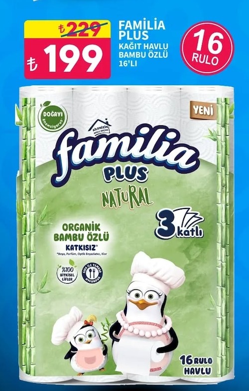 Familia Plus Kağıt Havlu Bambu Özlü 16'Lı