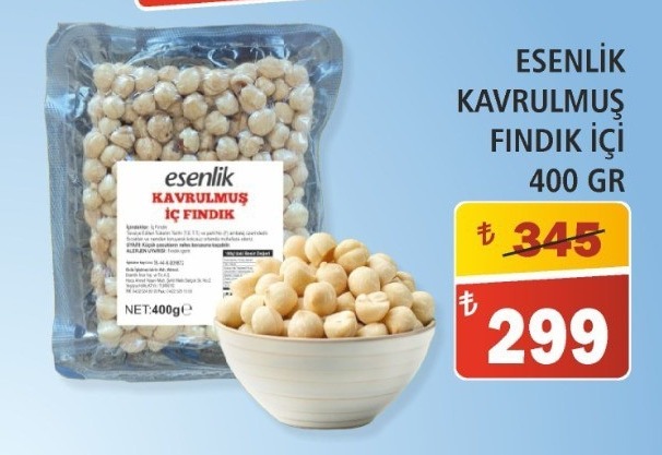 Esenlik Kavrulmuş Fındık İçi 400 Gr