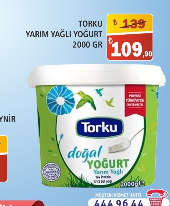Torku Yarim Yağli Yoğurt 2000 Gr