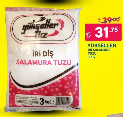 Yükseller İri Diş Salamura Tuzu 3 Kg