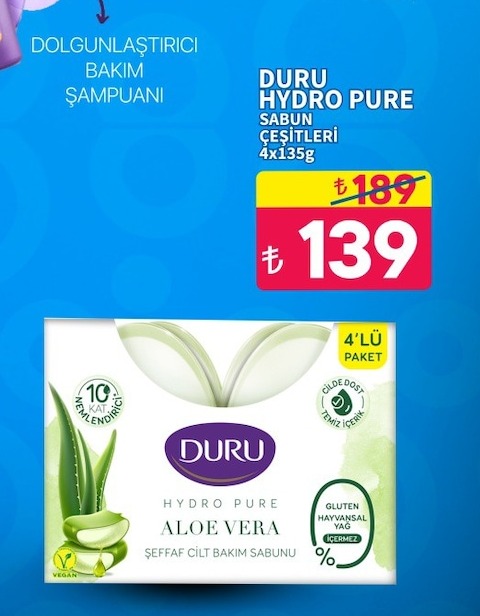 Duru Hydro Pure Sabun Çeşitleri 4X135G