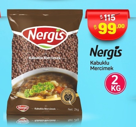 Nergis Kabuklu Mercimek 2Kg