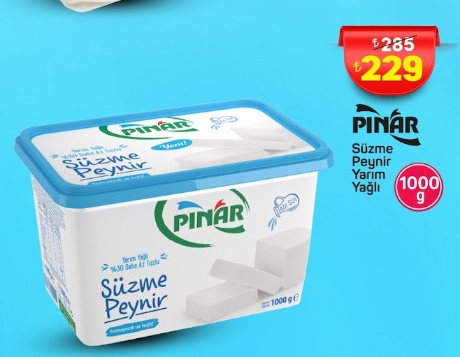 Pınar Süzme Peynir Yarım Yağlı 1000G