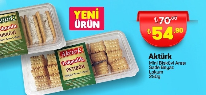 Akturk Mini Biskuvi Arasi Sade Beyaz Lokum 250G