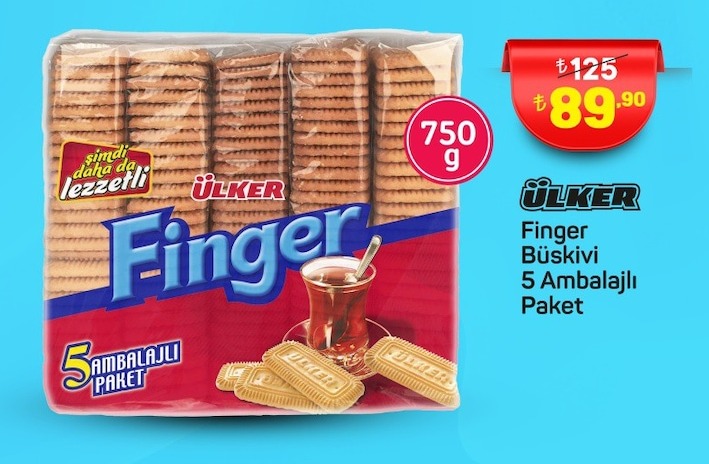 Ülker Finger Bisküvi 5 Ambalajlı Paket 750G