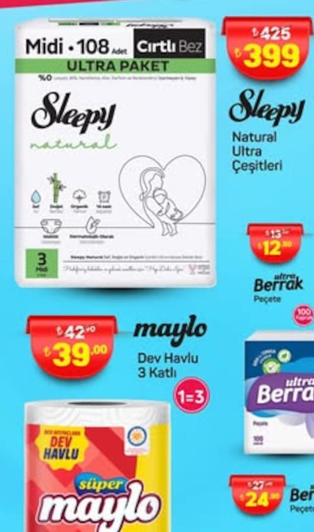 Sleepy Natural Midi Bez 3'Lü Paket