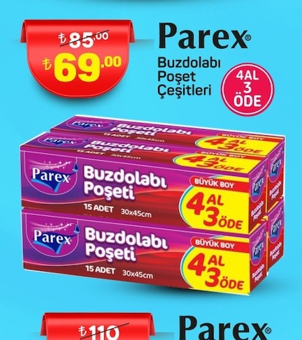 Parex Buzdolabı Poşeti Büyük Boy 4 Al 3 Öde