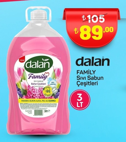Dalan Family Sıvı Sabun Çeşitleri 3 Lt