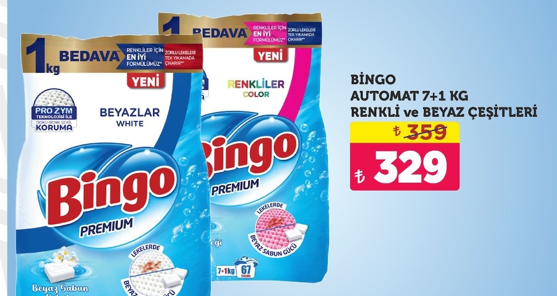 Bingo Otomat 7+1 Kg Renkli Ve Beyaz Çeşitleri