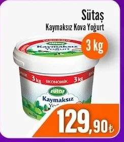 Sütaş Kaymaksız Kova Yoğurt 3 Kg