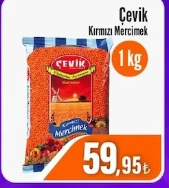 Çevik Kırmızı Mercimek 1 Kg