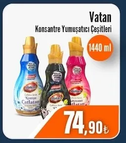 Vatan Konsantre Yumuşatıcı Çeşitleri 1440 Ml