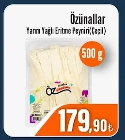Özünal Yarımlı Yağlı Eritme Peyniri(Çeçil) 500 G
