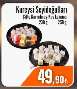 Kureysi Seyidoğulları Çifte Kavrulmuş-Kuş Lokumu 230 G 250 G