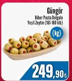 Güngör Biber Pasta Dolgulu Yeşil Zeytin (161-180 Klb)