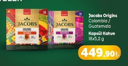 Jacobs Origins Colombia / Guatemala Kapsül Kahve 18X5,2 G