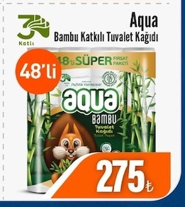 Aqua Bambu Katkılı Tuvalet Kağıdı 48'Li