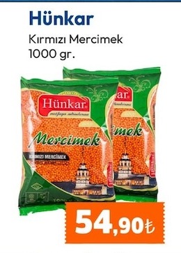 Hünkar Kırmızı Mercimek 1000 Gr