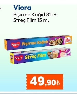 Viora Pişirme Kağıdı 8'Li + Streç Film 15 M
