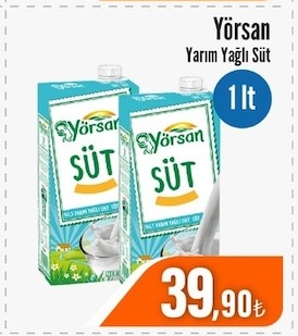 Yörsan Yarım Yağlı Süt 1Lt