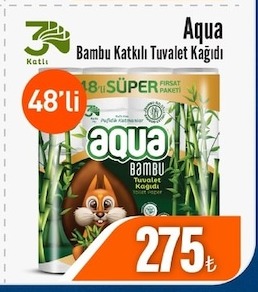 Aqua Bambu Katkılı Tuvalet Kağıdı 48'Li
