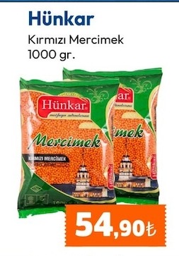 Hünkar Kırmızı Mercimek 1000 Gr.