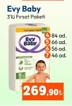 Evy Baby 3 Lü Fırsat Paketi 4, 5, 6, 7 Numara
