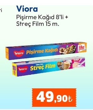 Viora Pişirme Kağıdı 8'Li + Streç Film 15 M