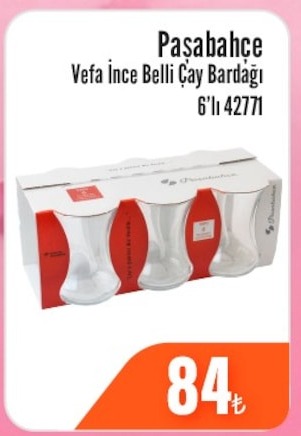 Paşabahçe Vefa İnce Belli Çay Bardağı 6'Lı