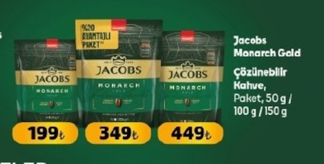 Jacobs Monarch Gold Çözünebilir Kahve Paket 50G / 100G / 150G