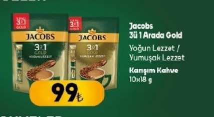 Jacobs 3Ü 1 Arada Gold Yoğun Lezzet / Yumuşak Lezzet Karışım Kahve 10X18 G