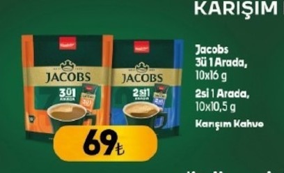 Jacobs 3Ü 1 Arada 10X16 G, 2Si 1 Arada 10X10,5 G Karışım Kahve