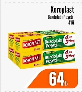 Koroplast Buzdolabı Poşeti Orta Boy 4'Lü
