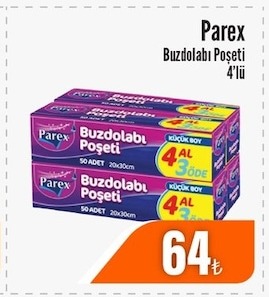 Parex Buzdolabı Poşeti Küçük Boy 4'Lü