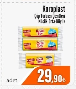 Koroplast Çöp Torbası Çeşitleri Küçük-Orta-Büyük