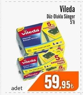 Vileda Düz-Oluklu Sünger 5'Li