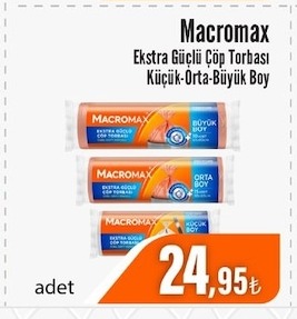 Macromax Ekstra Güçlü Çöp Torbası Küçük-Orta-Büyük Boy