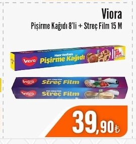 Viora Pişirme Kağıdı 8'Li + Streç Film 15 M