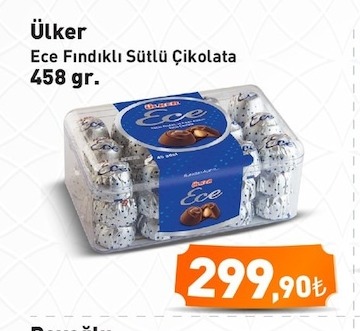 Ülker Ece Fındıklı Sütlü Çikolata 458 Gr.