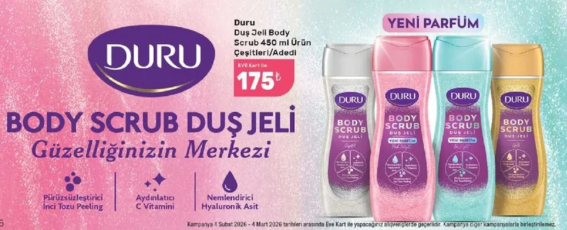 Duru Duş Jeli Body Scrub 450 Ml Ürün Çeşitleri/Adedi