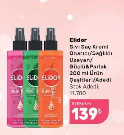 Elidor Sıvı Saç Kremi Onarıcı/Sağlıklı Uzayan/Güçlü&Parlak 200 Ml