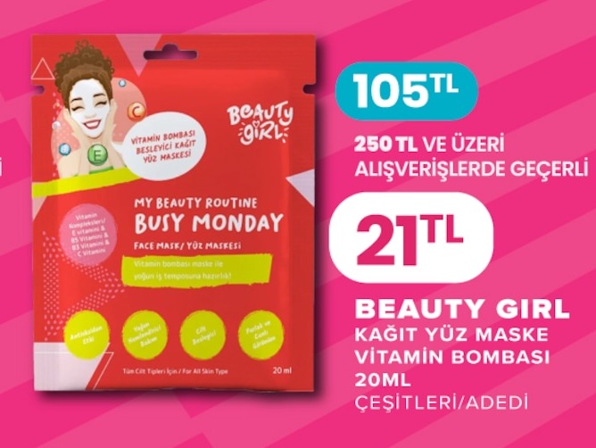 Beauty Girl Kağıt Yüz Maske Vitamin Bombası 20Ml