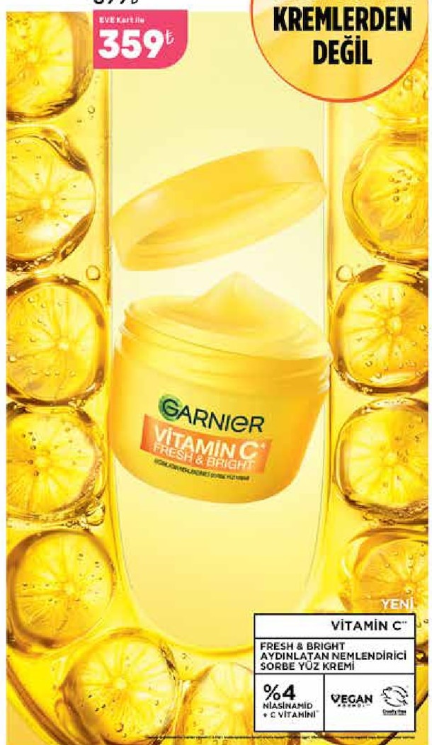 Garnier Vitamin C Fresh & Bright Sorbe Yüz Kremi