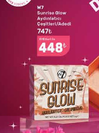 W7 Sunrise Glow Aydınlatıcı Çeşitleri/Adedi